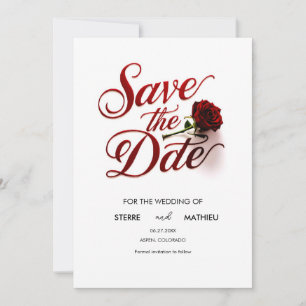 Save The Date Mariage de la rose rouge moderne