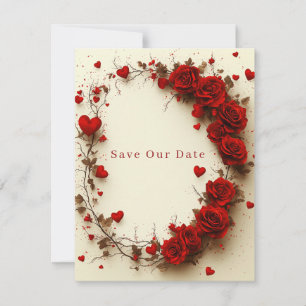 Save The Date Mariage de la Saint-Valentin aux cœurs rouges