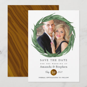 Save The Date Mariage de la végétation forestière rustique