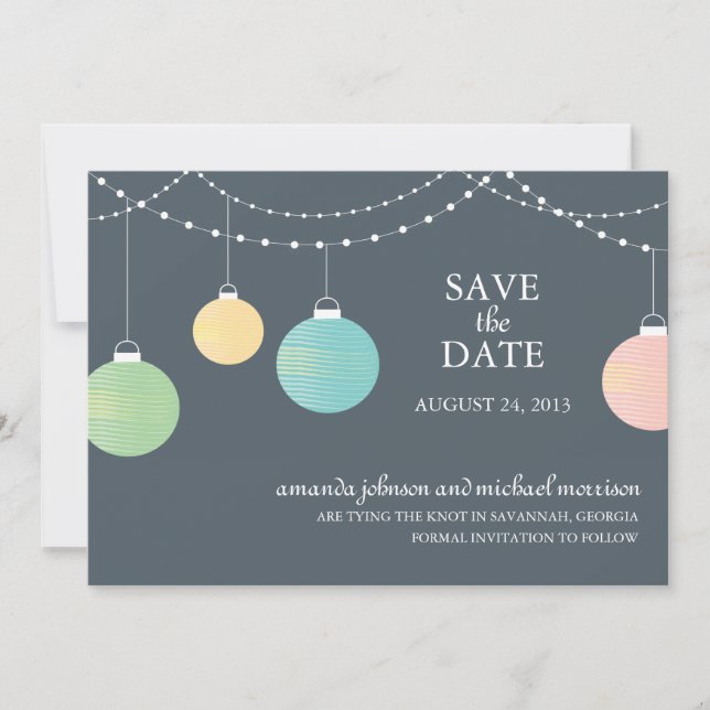 Save The Date Mariage de lanternes papier Enregistrer la date (Devant)
