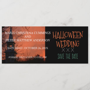 Save The Date Mariage de l'église Éffrayante Halloween Sauvegard