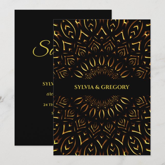 Save The Date Mariage de luxe traditionnel Art déco (Devant / Derrière)