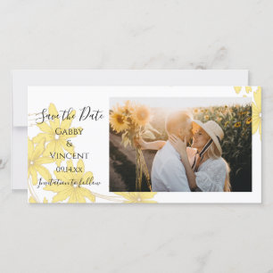 Save The Date Mariage de marguerites jaunes légers Enregistrer l