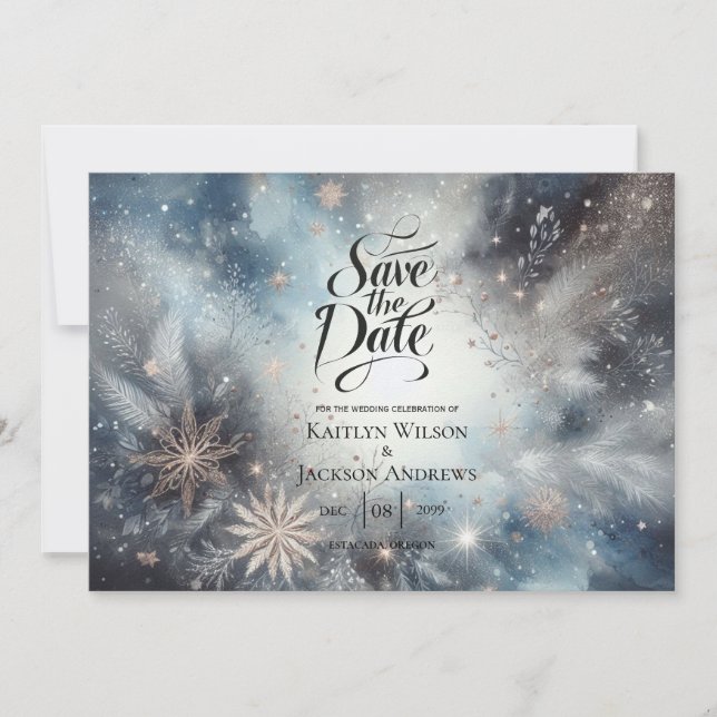 Save The Date Mariage de minuit d'hiver céleste (Devant)