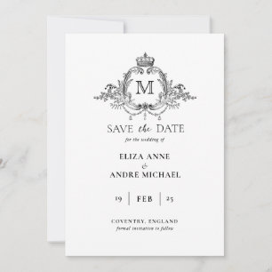 Save The Date Mariage de monogramme de couronne royale