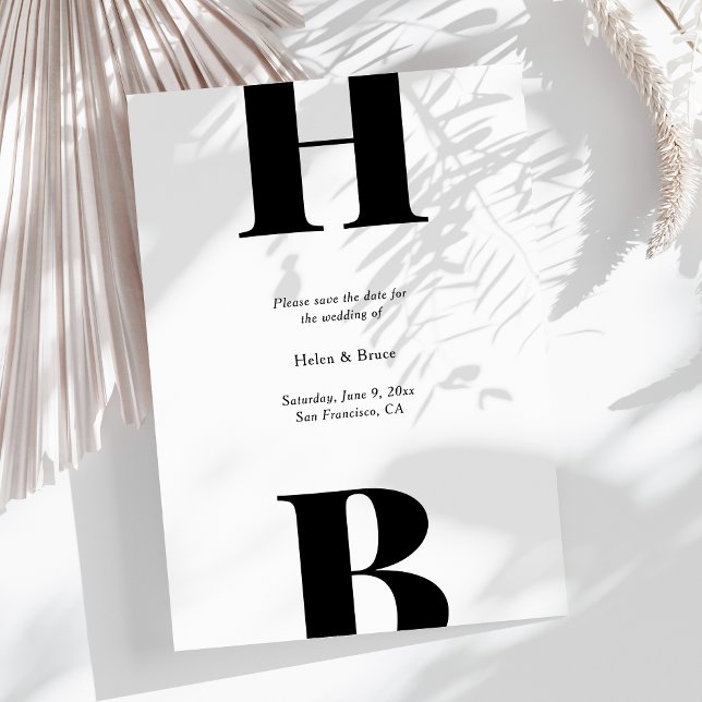 Save The Date Mariage de monogramme de typographie noire moderne (Créateur téléchargé)