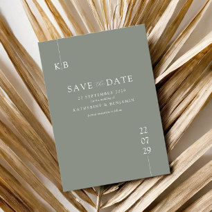 Save The Date Mariage de monogramme élégant et moderne Sage Gree