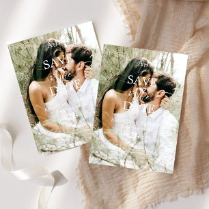 Save The Date Mariage de monogramme noir et blanc minimaliste ph