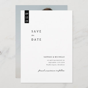 Save The Date Mariage de monogramme photo simple et élégant
