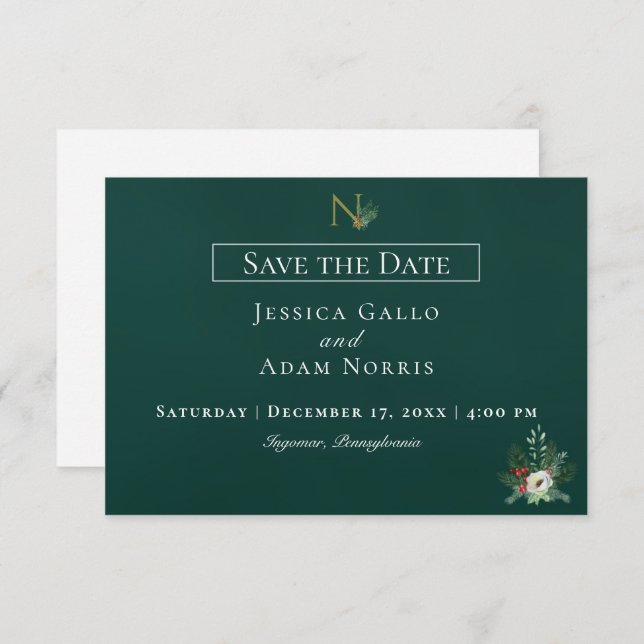 Save The Date Mariage de monographie de Noël (Devant / Derrière)