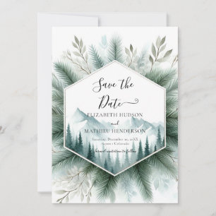 Save The Date Mariage de montagne de aquarelle modifiable