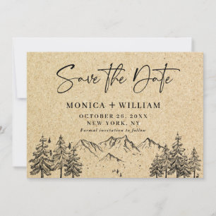 Save The Date Mariage de montagne en papier Kraft simulé