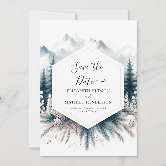 Save The Date Mariage de montagne moderne Boho (Devant)