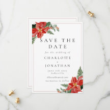 Mariage de Noël Rouge Poinsettia Hiver Rustique