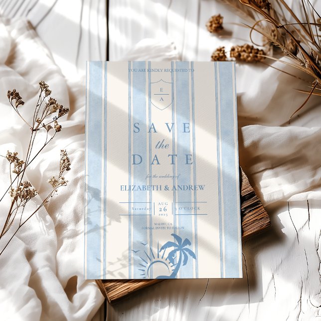 Save The Date Mariage de palmier à main Nautique (Créateur téléchargé)