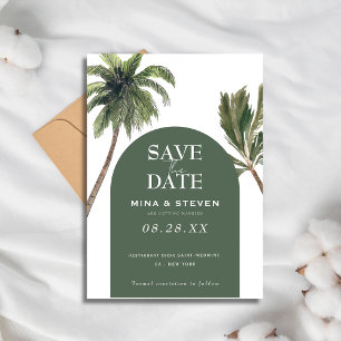 Save The Date Mariage de palmier d'arc vert de Bohême