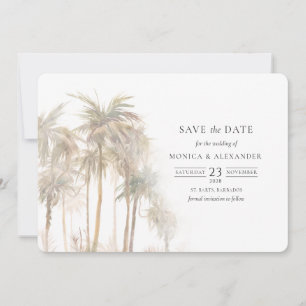 Save The Date Mariage de palmiers tropicaux modernes