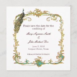 Save The Date Mariage de paon Enregistrer l'invitation de date