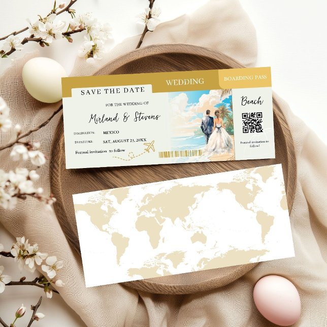 Save The Date Mariage de pass Gold Beach Boarding (Créateur téléchargé)