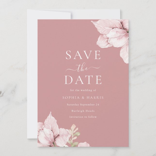Save The Date Mariage de pétales de fleurs rousses (Devant)