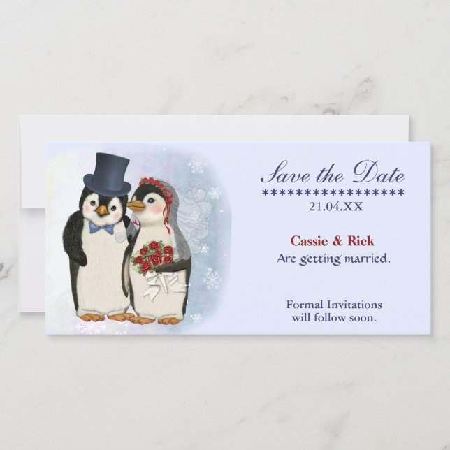 Save The Date Mariage de pingouin (Devant)