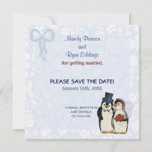 Save The Date Mariage de pingouin - Enregistrer la date