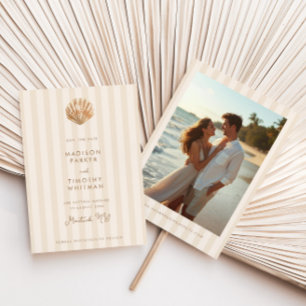 Save The Date Mariage de plage au monogramme de coquillage fanta