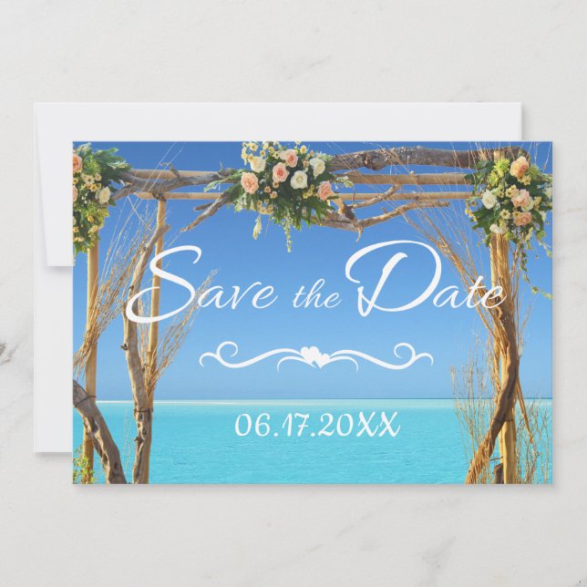 Save The Date Mariage de plage bohème floral en été - Enregistre (Devant)