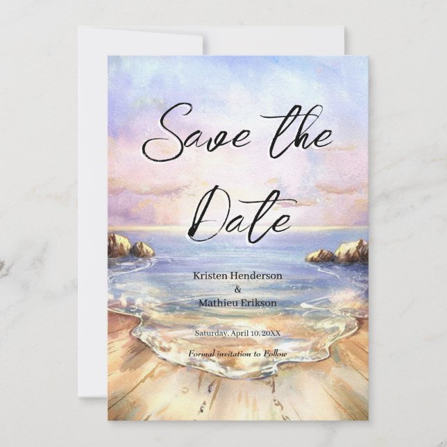 Save The Date Mariage de plage classique modifiable (Devant)