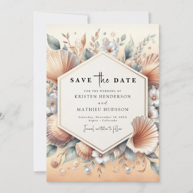 Save The Date Mariage de plage d'aquarelle unique (Devant)