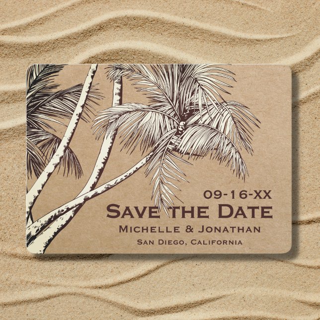Save The Date Mariage de plage de palmiers tropicaux (Créateur téléchargé)