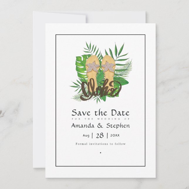 Save The Date Mariage de plage d'été Aloha Enregistrez la date (Devant)