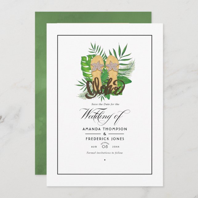 Save The Date Mariage de plage d'été Aloha Enregistrez la date (Devant / Derrière)