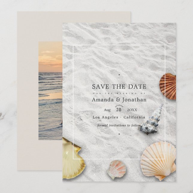 Save The Date Mariage de plage d'été, Sauvegarder la date (Devant / Derrière)