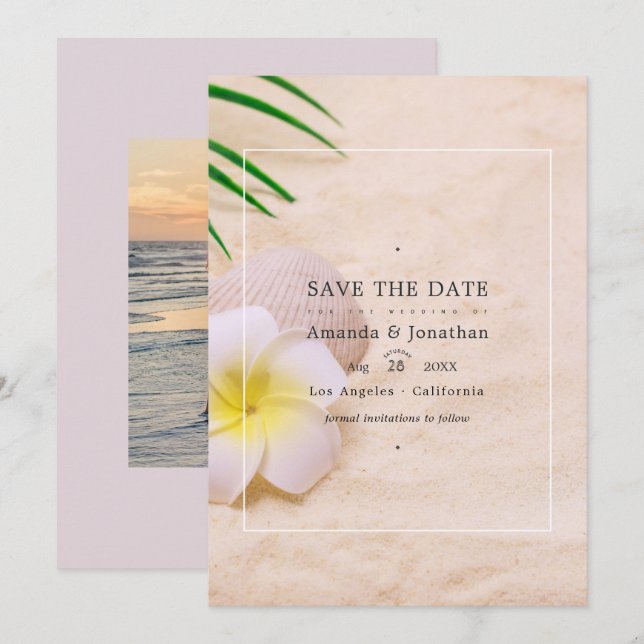 Save The Date Mariage de plage d'été, Sauvegarder la date (Devant / Derrière)