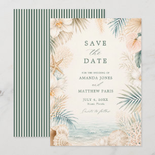 Save The Date Mariage de plage élégant à rayures côtières