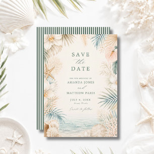 Save The Date Mariage de plage élégant à rayures côtières