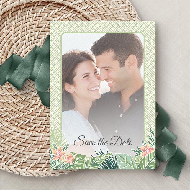 Save The Date Mariage de plage fleurie tropicale (Créateur téléchargé)