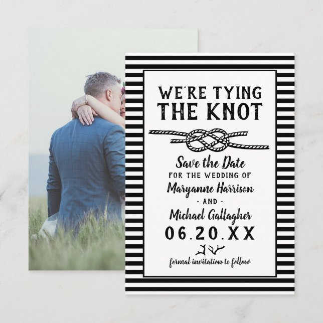Save The Date Mariage de plage Lier le noeud Grandes lignes mode (Devant / Derrière)