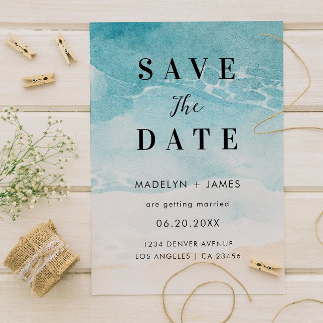 Save The Date Mariage de plage océanique d'été moderne (Créateur téléchargé)