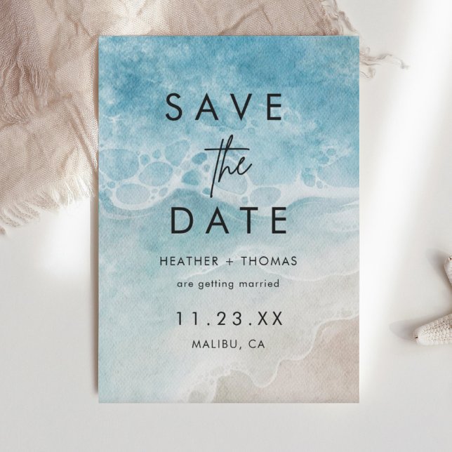 Save The Date Mariage de plage océanique moderne en été Enregist (Créateur téléchargé)