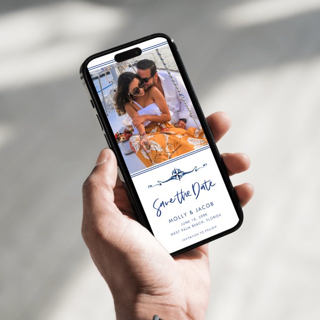 Save The Date Mariage de plage photo nautique (Nautical Photo Beach Wedding Save The Date)