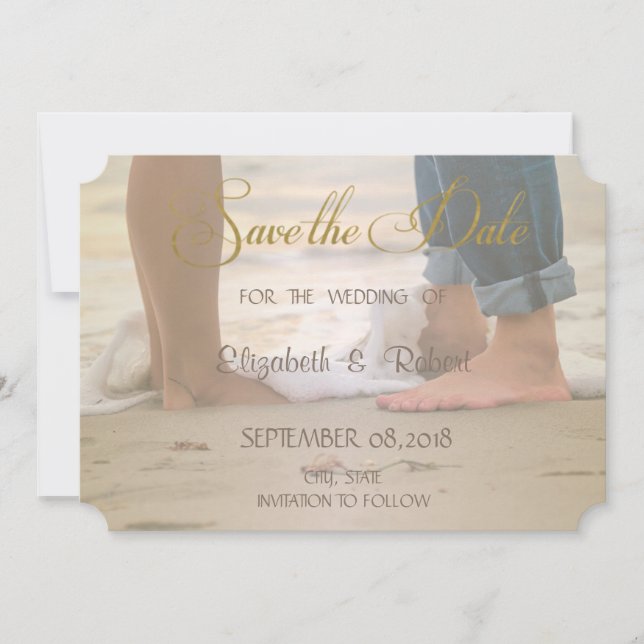 Save The Date Mariage De Plage, Pieds Sauver La Date (Devant)