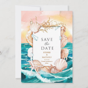 Save The Date Mariage de plage Simple Seashells