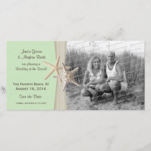Save The Date Mariage de plage Starfish Green Enregistrer la pho