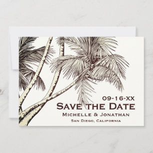 Save The Date Mariage de plage Tropical Vintage Palm Trees