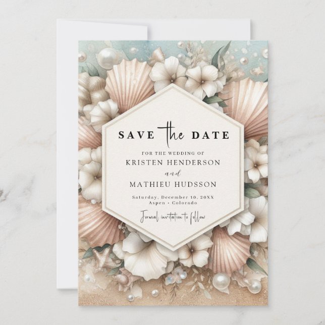Save The Date Mariage de plage Whimsical rustique (Devant)