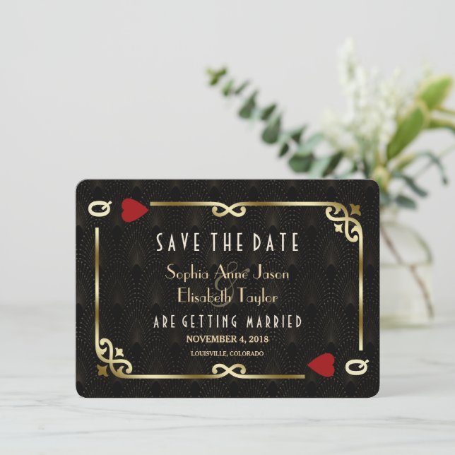 Save The Date MARIAGE de poker LGBT Lesbian Casino Las Vegas (Debout devant)