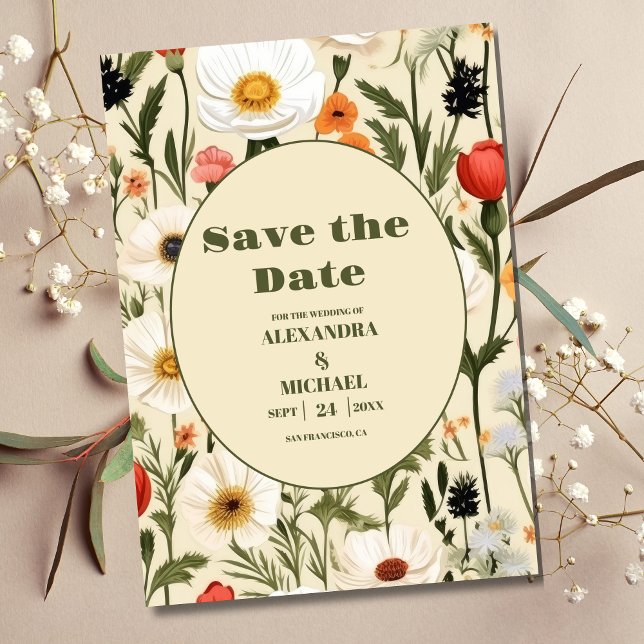 Save The Date Mariage de prairie Fleur sauvage lunaire (Créateur téléchargé)