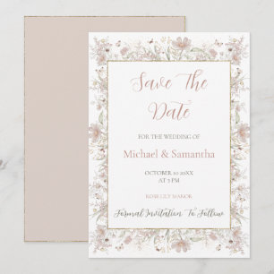 Save The Date Mariage de printemps de Fleur sauvage Blush et Sag
